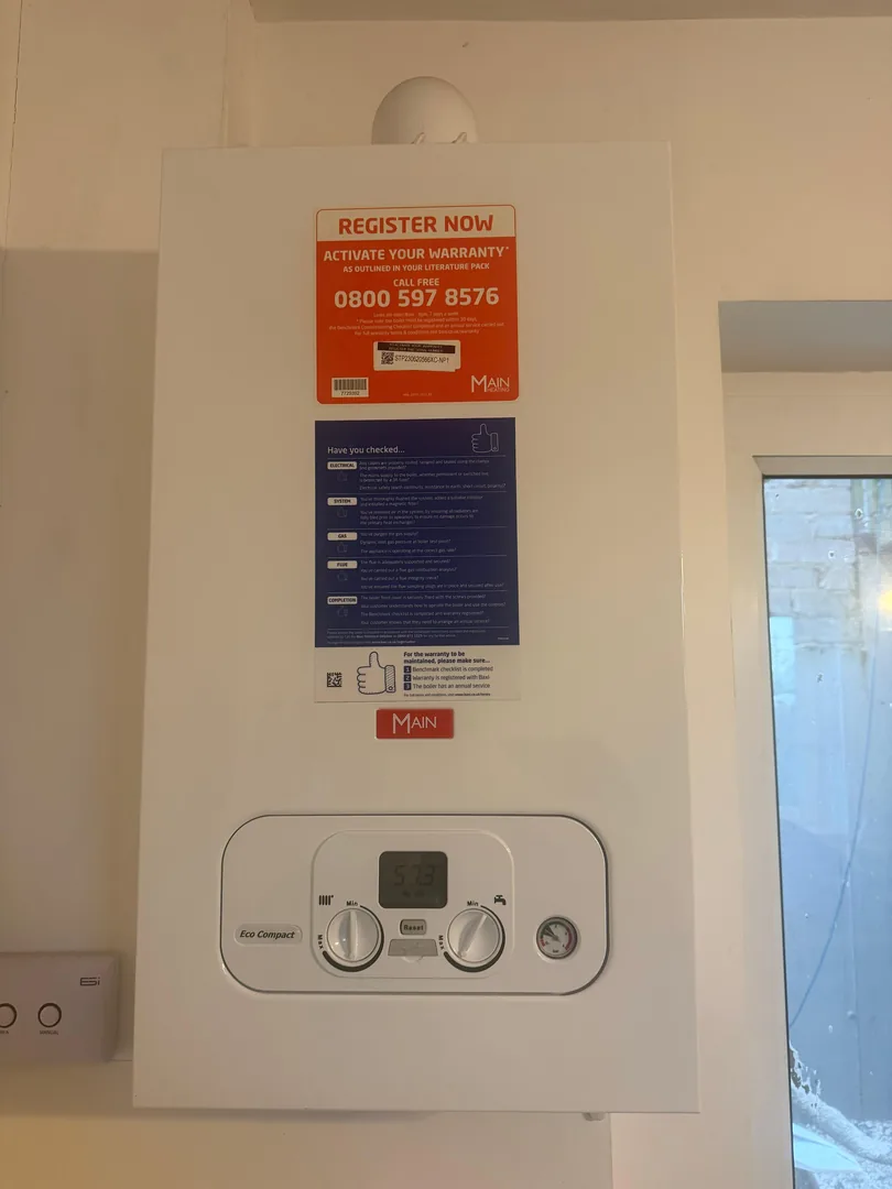 Main Eco Compact combi boiler installation by Gas Safe heating engineer in Porthcawl